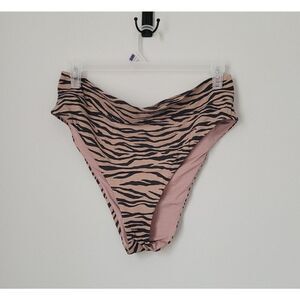 Aerie High Cut Cheeky Tan & Black Zebra Bikini Bottoms Size XXL